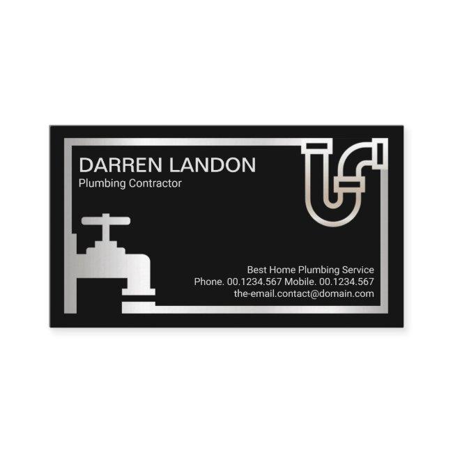 Striking Retro Silver Plumbing Icon Border Plumber