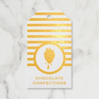 Striped Chic Chocolate Strawberry  Fo Foil Gift Tags