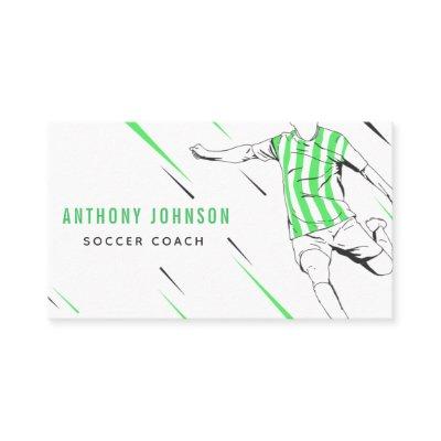 Striped Green Uniform Soccer Player Coach Modern