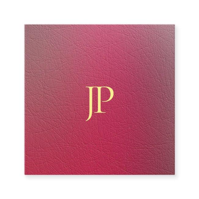 Structured Textured Look Gold Monogram Elegant Square