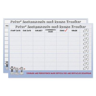 Student Assignments & Exams Tracker-Blue Stationery