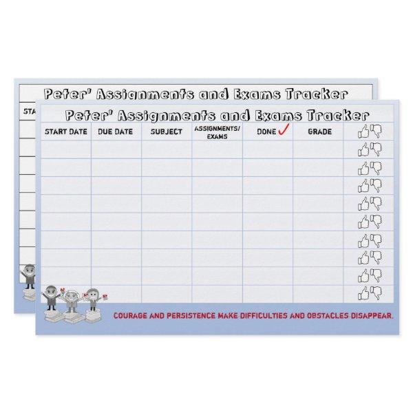 Student Assignments & Exams Tracker-Blue Stationery