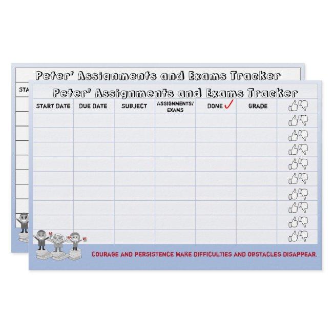 Student Assignments & Exams Tracker-Blue Stationery