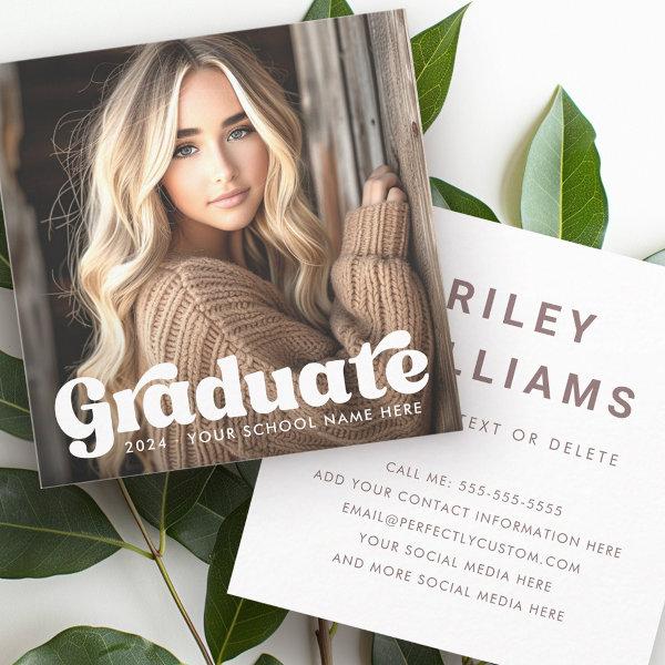 Student graduation networking photo retro font square