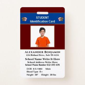 Student Photo School Id Identification Cards  Badg Badge