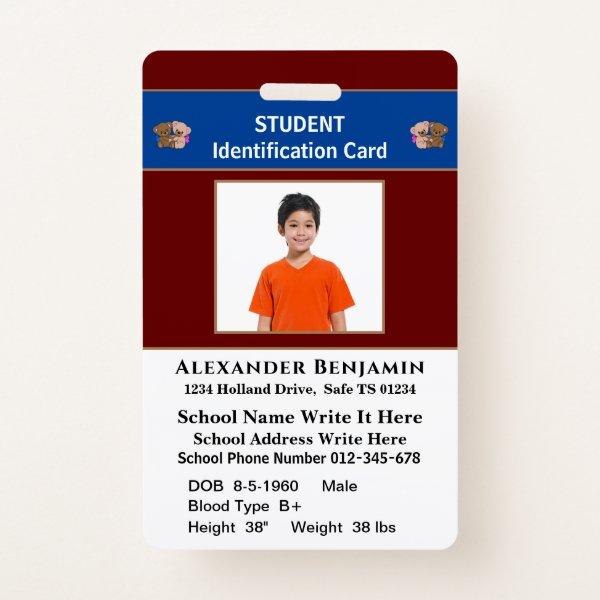 Student Photo School Id Identification Cards  Badg Badge
