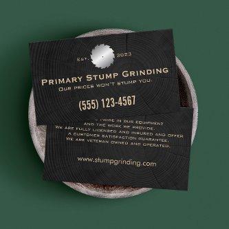 Stump Grinding Saw on Tree Trunk Rings