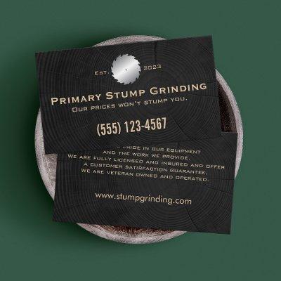 Stump Grinding Saw on Tree Trunk Rings