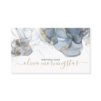 Stunning Dusty Blue Gold Accent Alcohol Ink