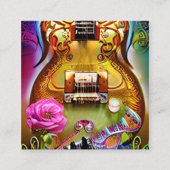 Stunning Electric Guitar with Roses Square