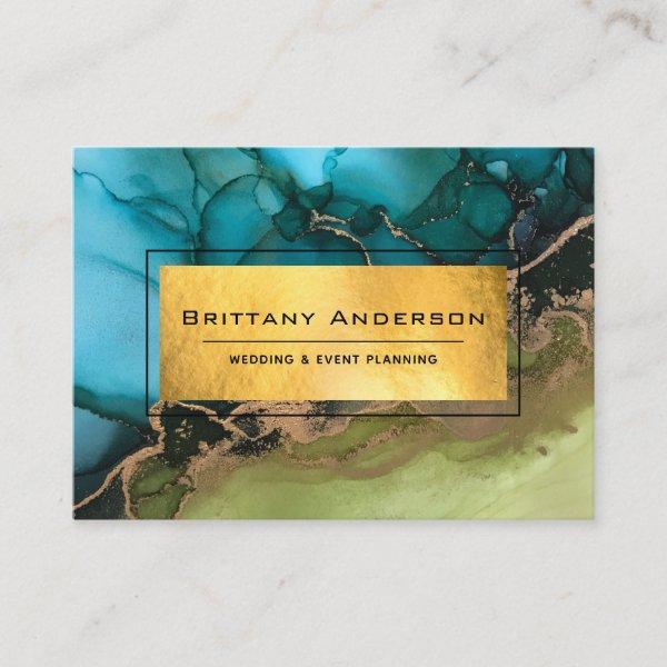 Stunning Gold Foil Black Teal Abstract Custom