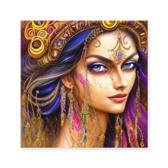Stunningly Realistic Gypsy Lady Triptych Square