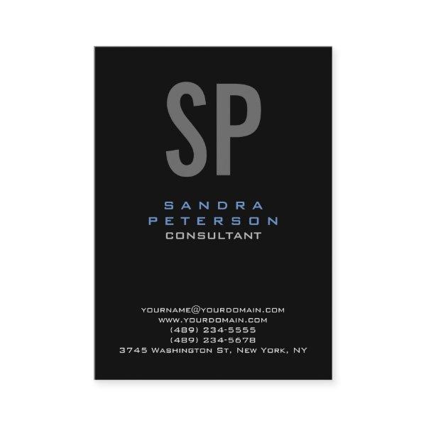 Style Black Blue Gray Monogram Modern Professional