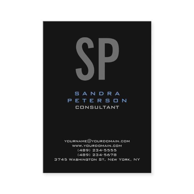Style Black Blue Gray Monogram Modern Professional