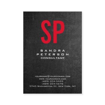 Style Chalkboard Gray Red Monogram Professional