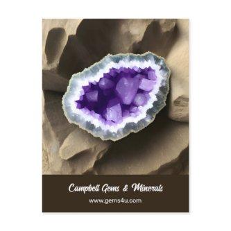 Stylish Amethyst Geode Custom Business Postcard