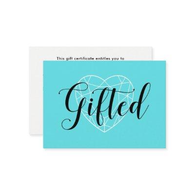 Stylish Aqua Geometric Heart | Gift Certificate
