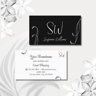Stylish Black and White Chic Ornate with Monogram