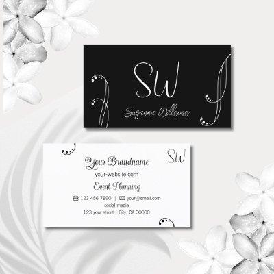Stylish Black and White Chic Ornate with Monogram