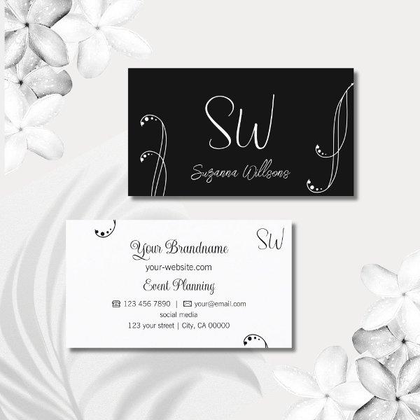 Stylish Black and White Chic Ornate with Monogram