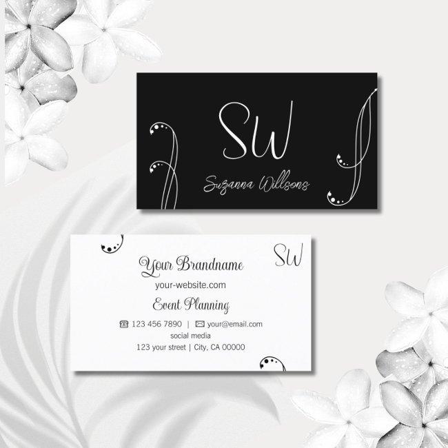 Stylish Black and White Chic Ornate with Monogram