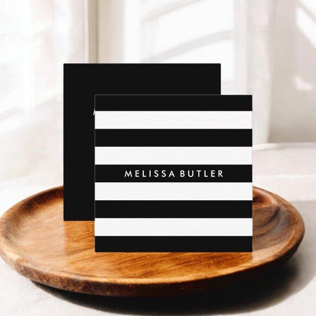 Stylish Black and White Stripe Square