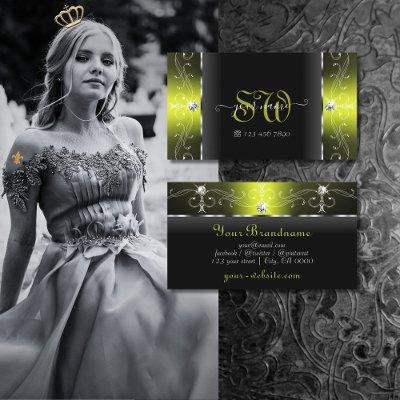 Stylish Black and Yellow Squiggled Jewels Monogram