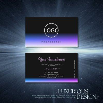 Stylish Black Blue and Purple Gradient with Logo