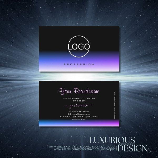 Stylish Black Blue and Purple Gradient with Logo