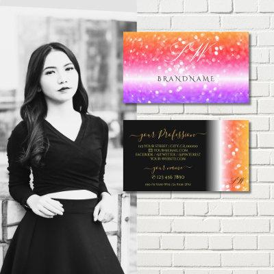 Stylish Black Colorful Sparkling Glitter Initials