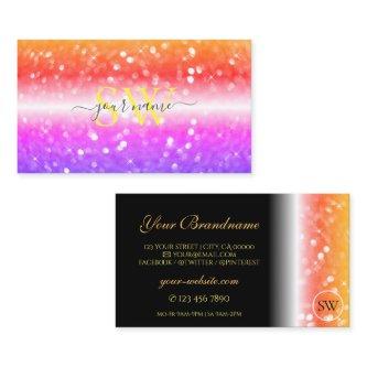 Stylish Black Colorful Sparkling Glitter Monogram