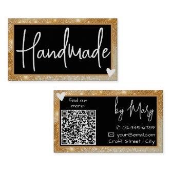 Stylish Black Gold Honey Frame Heart with QR Code