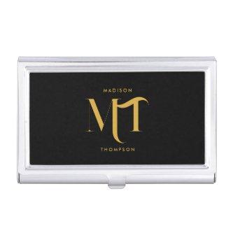 Stylish Black & Gold Monogram Initials Letters   Case