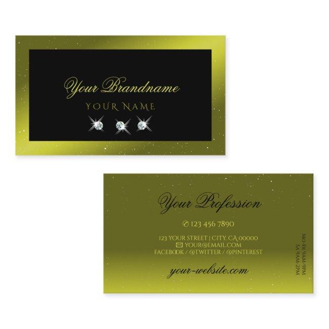 Stylish Black Olive Green Yellow Sparkling Jewels