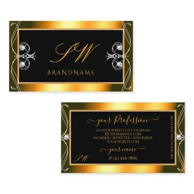 Stylish Black Orange Sparkling Diamonds Initials