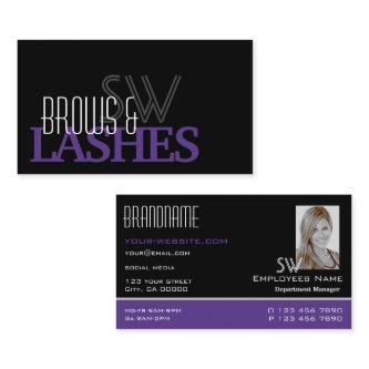 Stylish Black Purple Monogram and Photo Simple