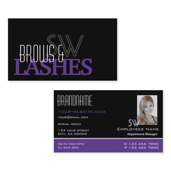 Stylish Black Purple Monogram and Photo Simple