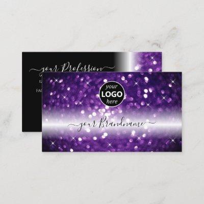 Stylish Black Purple Sparkling Glitter with Logo