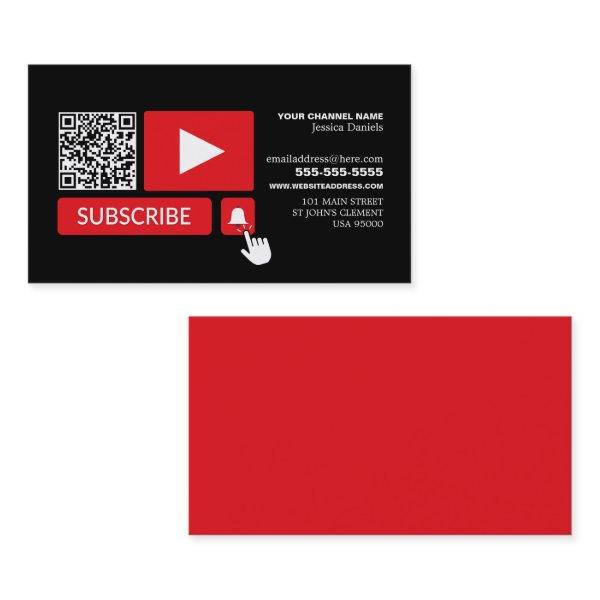 Stylish Black & Red - QR Code, Youtube - Vlogger