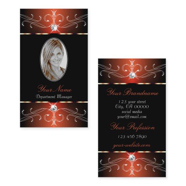 Stylish Black Reddish Ornate Ornaments with Photo