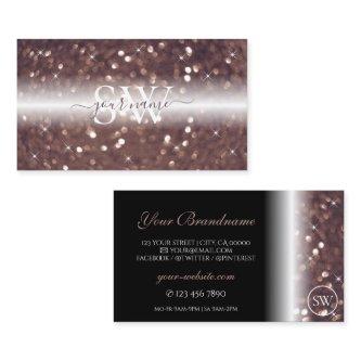 Stylish Black Rose Gold Sparkling Glitter Initials