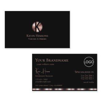 Stylish Black Rose Gold with Monogram and Logo