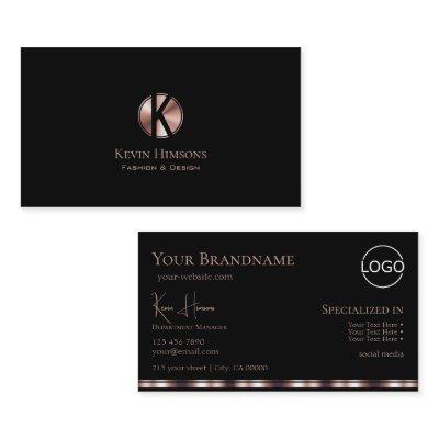 Stylish Black Rose Gold with Monogram and Logo