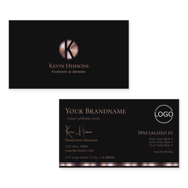Stylish Black Rose Gold with Monogram and Logo