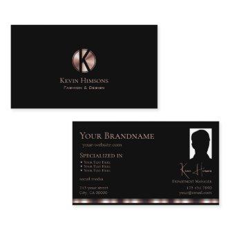 Stylish Black Rose Gold with Monogram and Photo