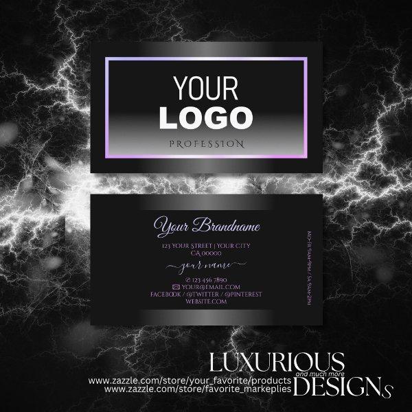 Stylish Black White Gradient Blue Pink Frame Logo