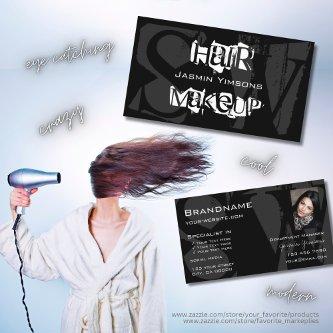 Stylish Black White Gray with Photo and Monogram