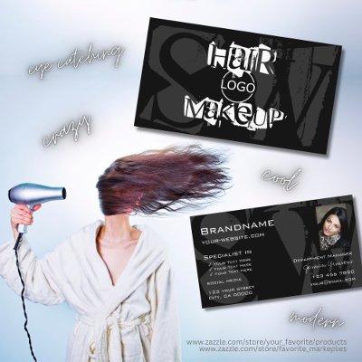 Stylish Black White Gray with Photo Logo Monogram