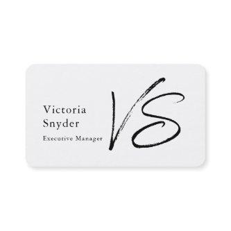 Stylish Black & White Monogram Professional