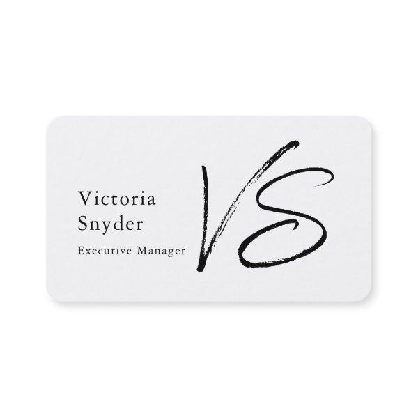 Stylish Black & White Monogram Professional